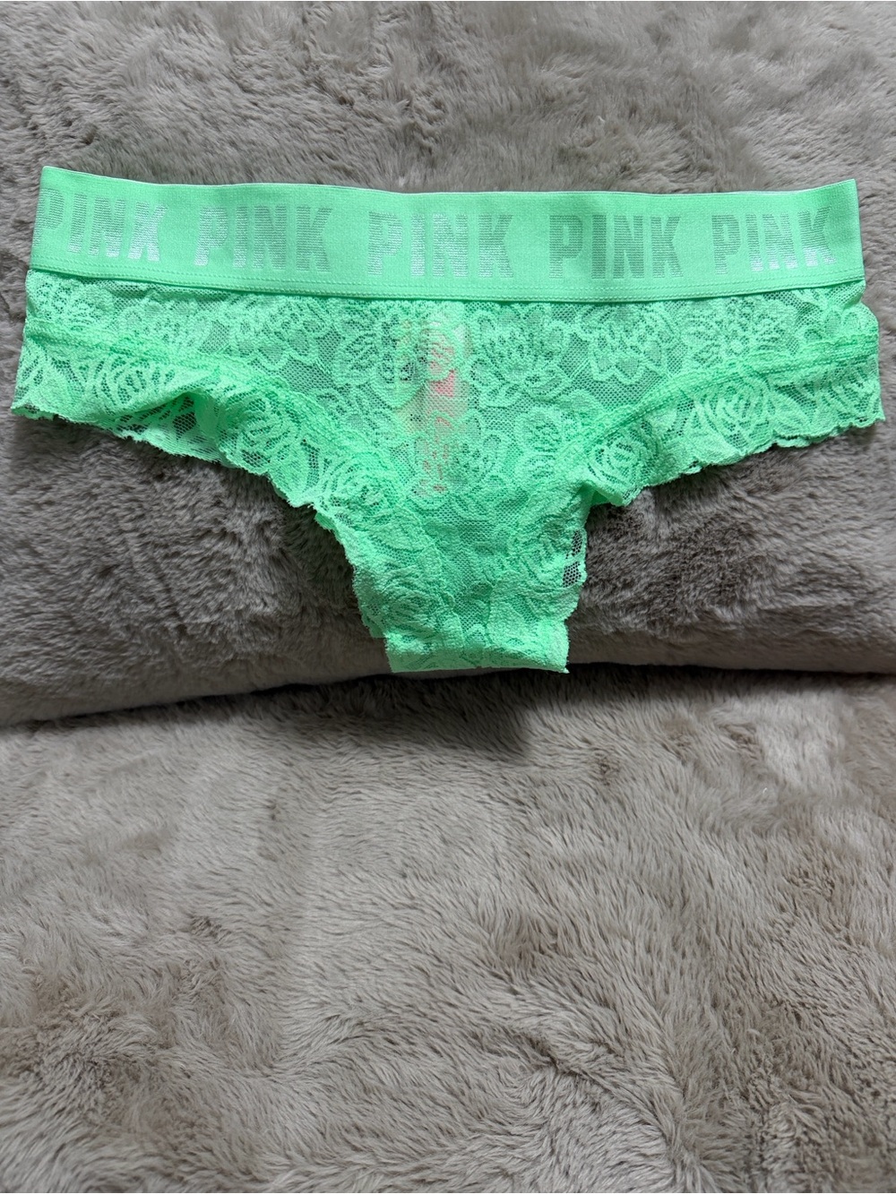 PINK Victoria's Secret Mint Green Lace Hipster Panty